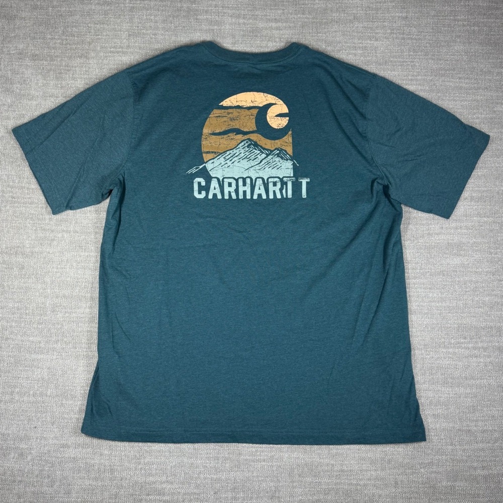 Carhartt Relaxed Fit Graphic T-Shirt XL Dark Teal Mountain Moon NWOT